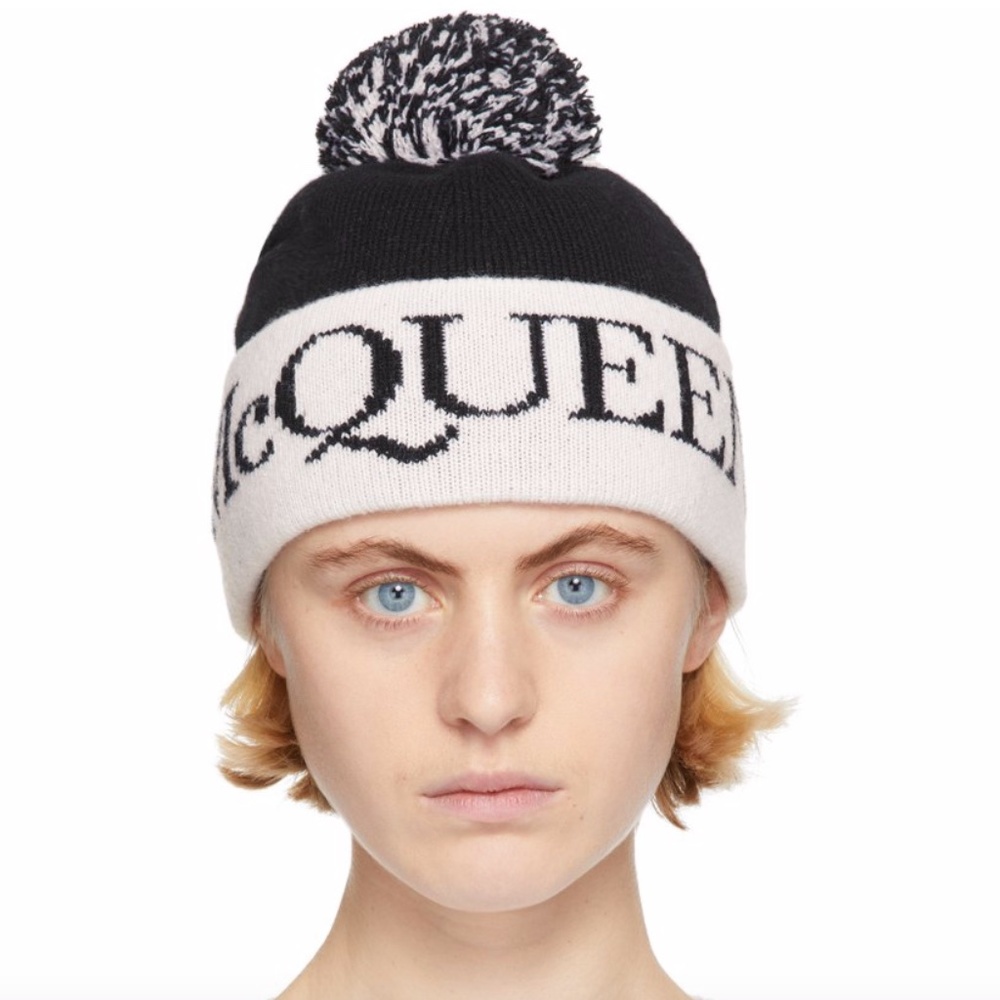 ALEXANDER MCQUEEN Logo-intarsia folded-brim wool beanie hat
